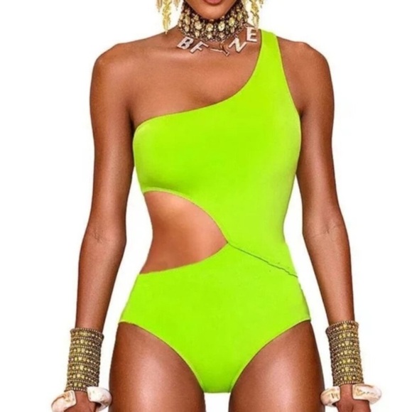 New! BFyne Green One-Shoulder Cutout One-Piece Swimsuit 3781 - Picture 1 of 7